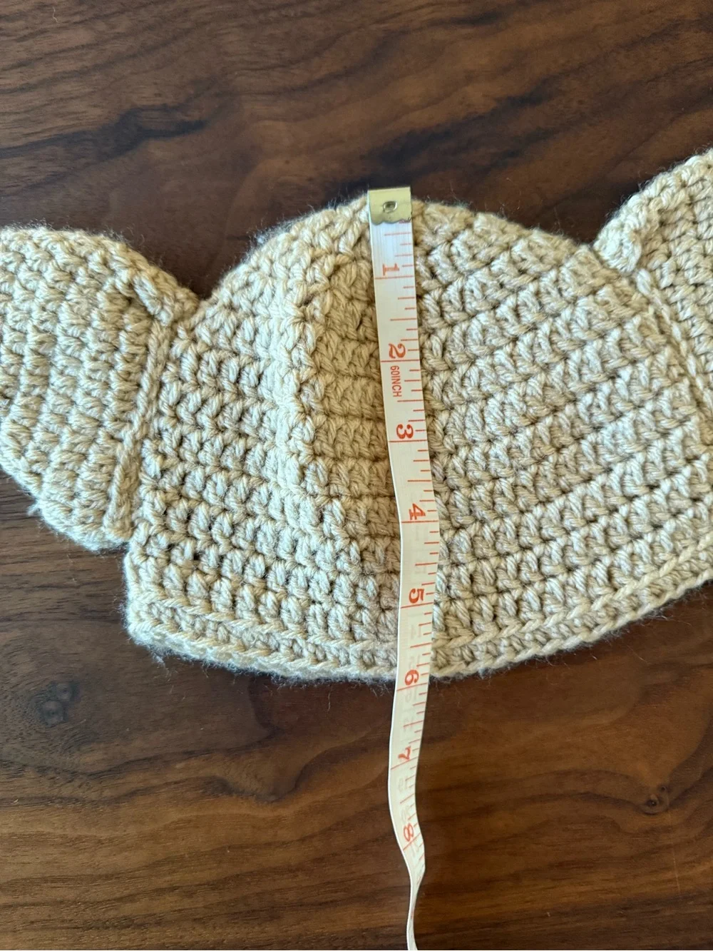 Handmade Cream Crochet Yoda baby Hat